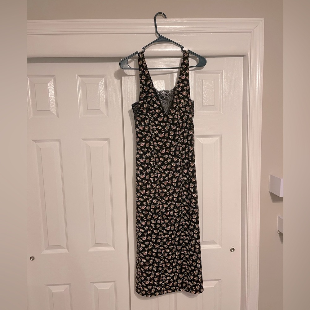 Floral Midi Dress with Lace Detail